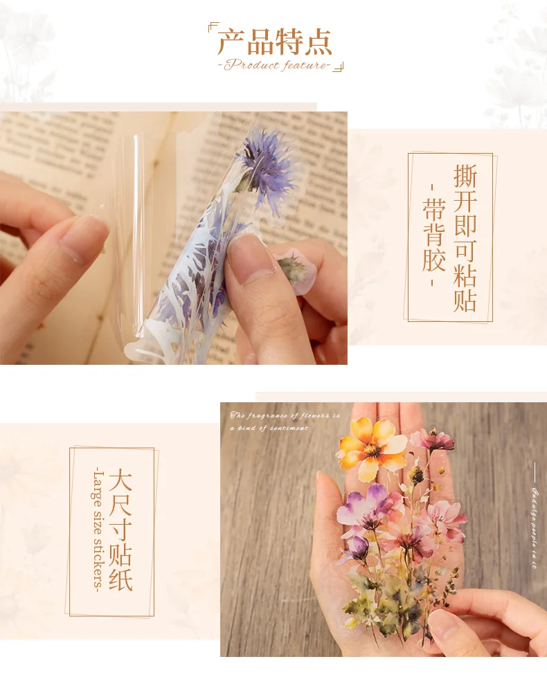 20pcs/lot Kawaii Stationery Stickers flowers and incense fill the garden Junk Journal Paper stickers Planner Decorative stickers
