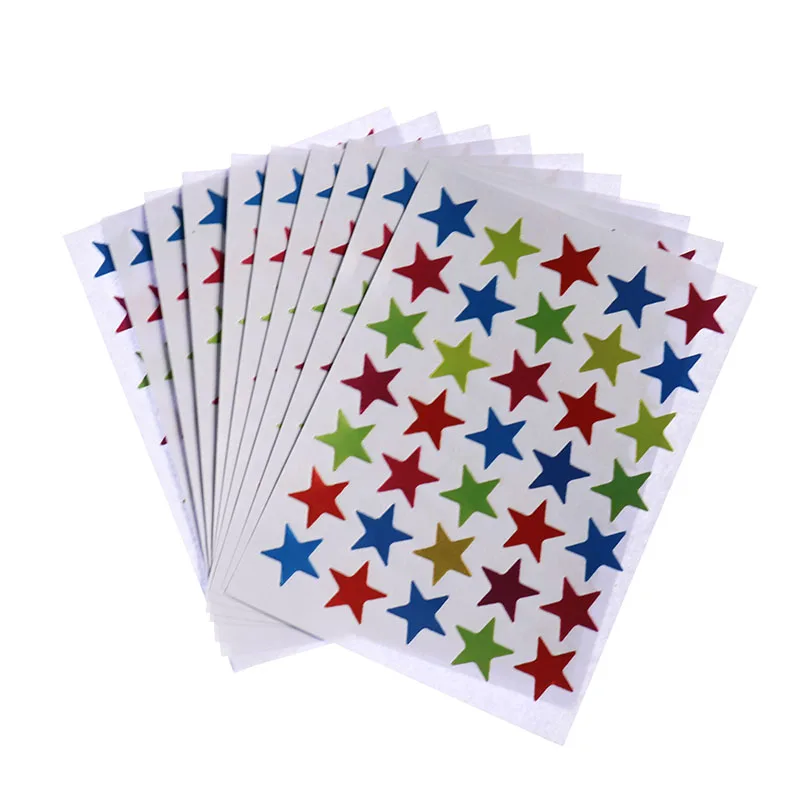 10 Sheets/Pack Gold-Plated Award Glitter Stickers Mother Teacher Praise Label Award Five-Pointed Star Love Sticker