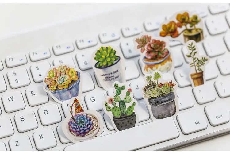46pcs Green Cactus Plant Decorative Washi Stickers for Scrapbooking Diary Stationery Album Stick Labels