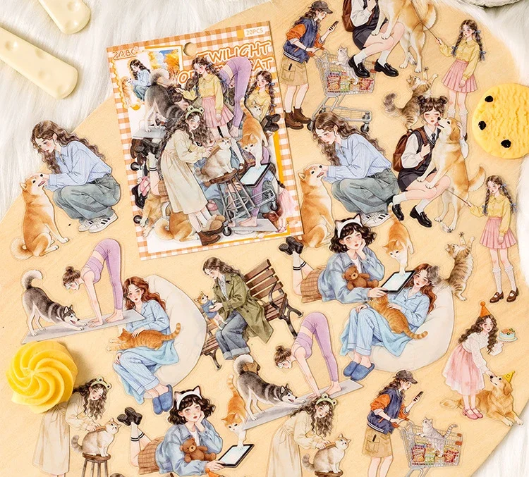 JIANWU Old Time Paper Series Vintage Girl Character Landscape Material Collage PET Sticker Creative DIY Journal Stationery