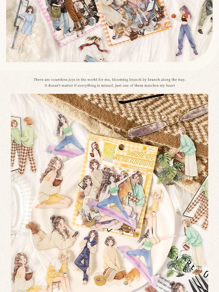 JIANWU Old Time Paper Series Vintage Girl Character Landscape Material Collage PET Sticker Creative DIY Journal Stationery