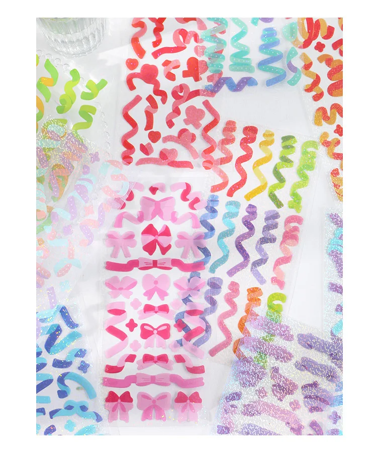 Colorful Ribbon Adhesive Stickers for Scrapbooking Journaling Art & Craft DIY Decoration Labels for Planner Diary Book