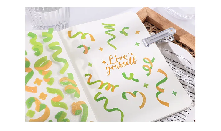 Colorful Ribbon Adhesive Stickers for Scrapbooking Journaling Art & Craft DIY Decoration Labels for Planner Diary Book