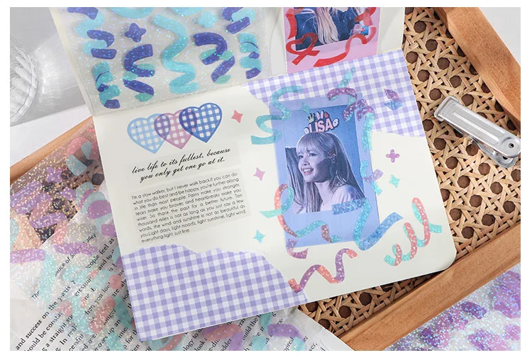 Colorful Ribbon Adhesive Stickers for Scrapbooking Journaling Art & Craft DIY Decoration Labels for Planner Diary Book