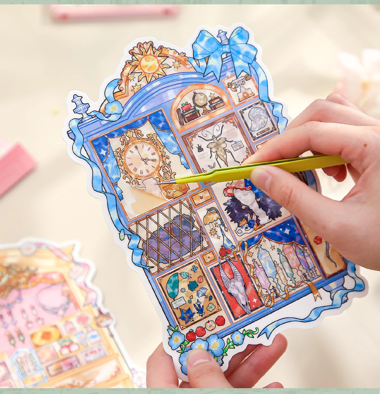 JIAMEI Kawaii 3D Cartoon Miniature Scene Stickers Creative Rare Window Display Style Fun Stacking Scrapbook DIY Stickers