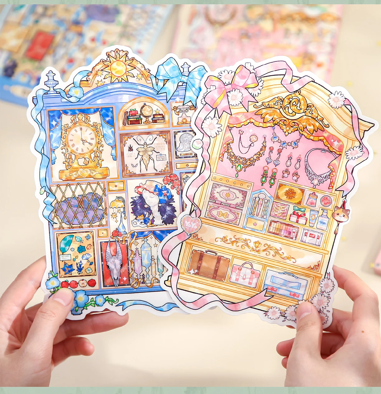 JIAMEI Kawaii 3D Cartoon Miniature Scene Stickers Creative Rare Window Display Style Fun Stacking Scrapbook DIY Stickers