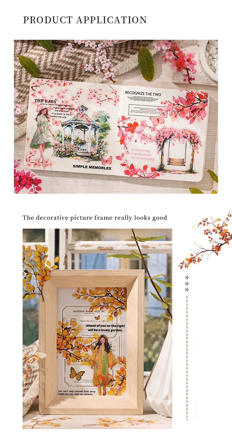 JIANWU Toon Yu Twilight Wild Series Vintage Plant Flower Branch PET Sticker Creative DIY Journal Material Collage Stationery