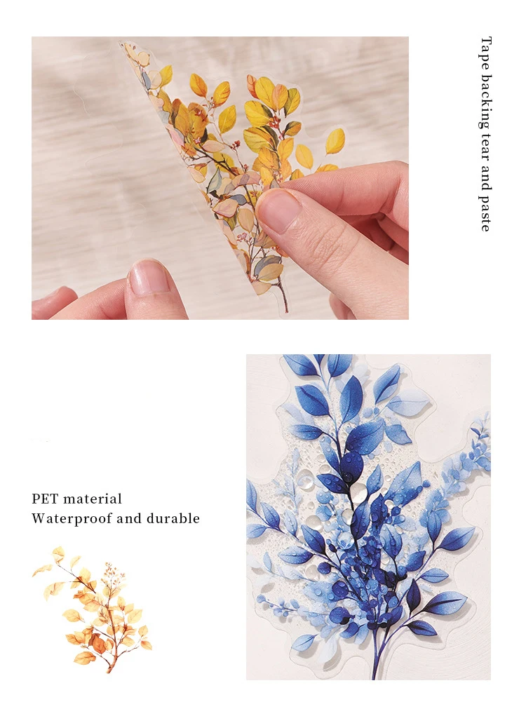 JIANWU Toon Yu Twilight Wild Series Vintage Plant Flower Branch PET Sticker Creative DIY Journal Material Collage Stationery
