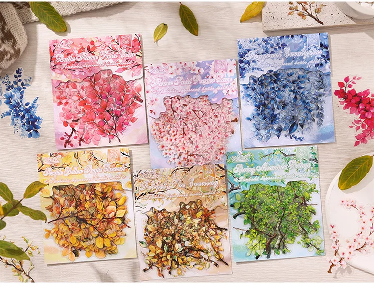 JIANWU Toon Yu Twilight Wild Series Vintage Plant Flower Branch PET Sticker Creative DIY Journal Material Collage Stationery