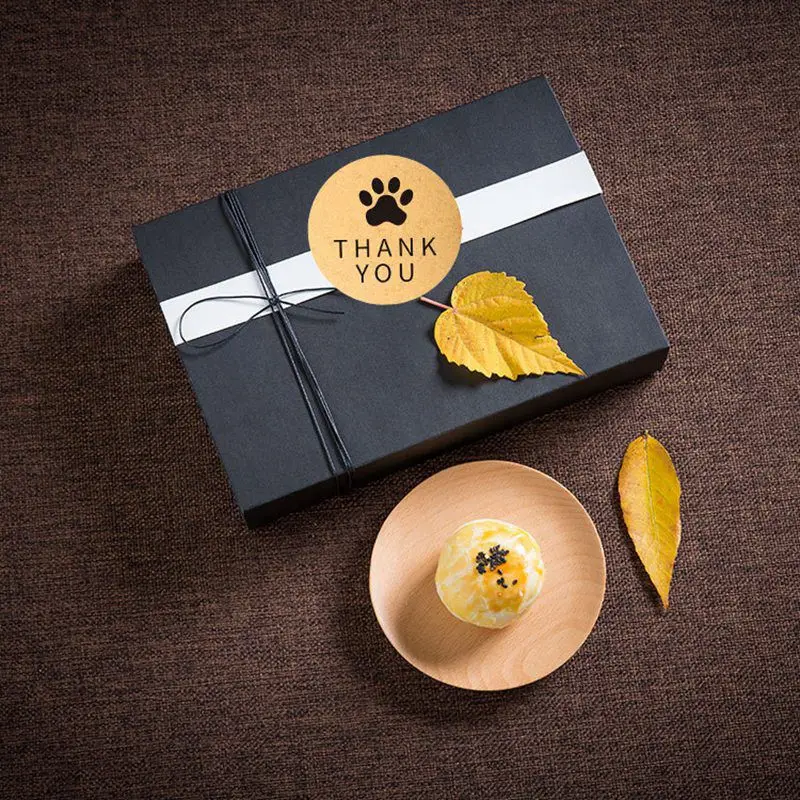 100-500pcs Cute Paw Thank You Stickers Seal Labels Bussiness Supplies 1 Inch Gold Foil Gift Packaging Stickers Stationery Decor