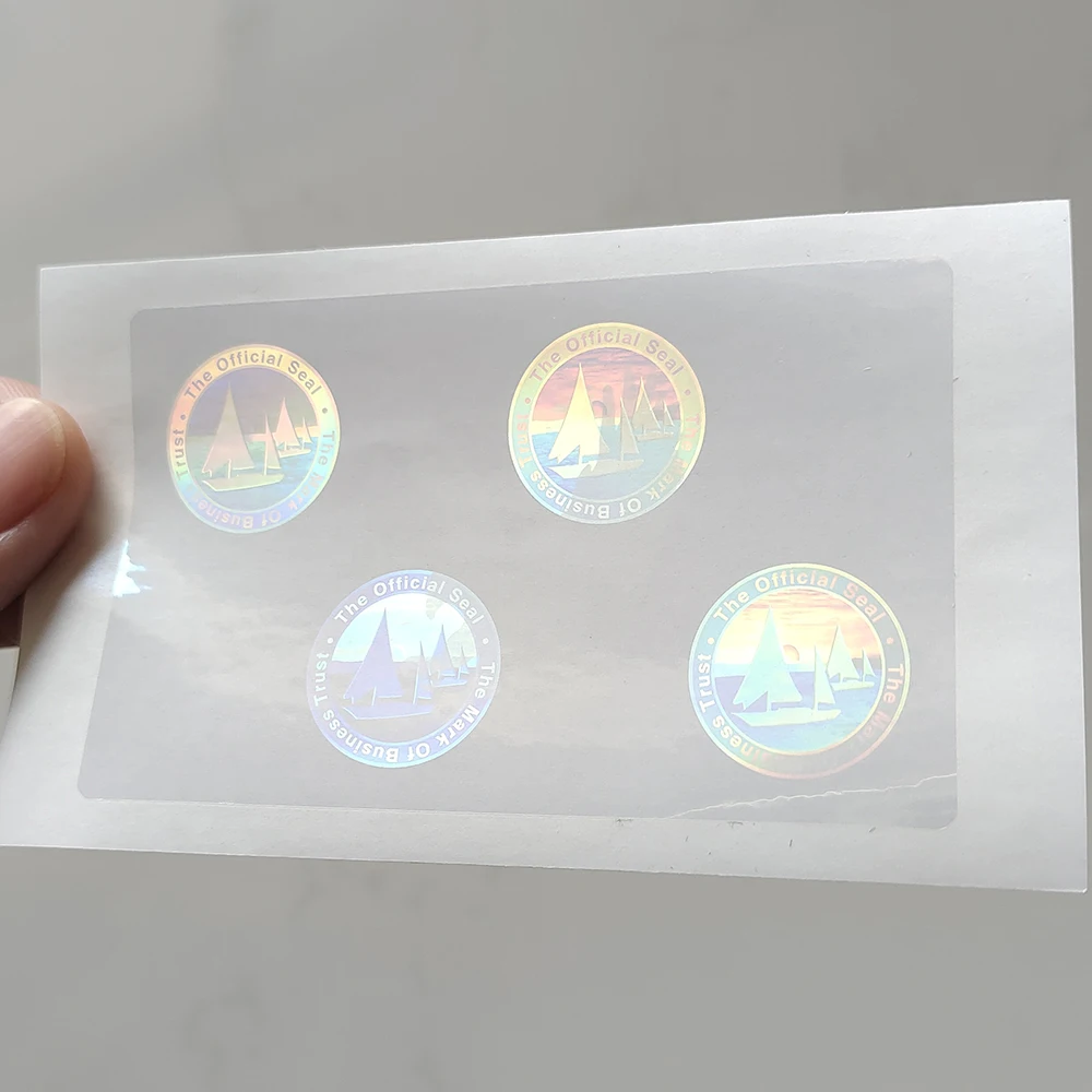 10pcs 84x52mm Transparent Hologram Decoration Sticker Waterproof Tear Resistant Clear Plastic Laser Holographic Anti-fake Label