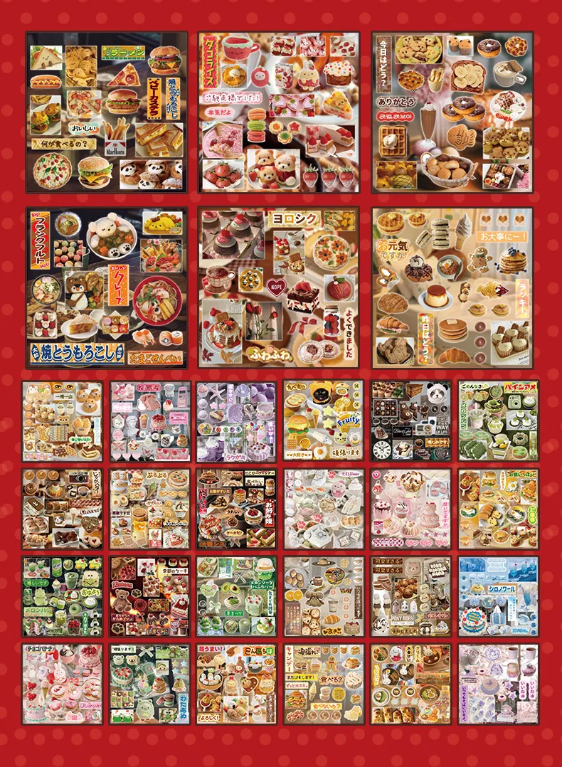 30sheets Kawaii Japanese Showa Cuisine Series Flash Film Die Cutting Sticker Book DIY Scrapbook Diary Album Aesthetic Stationery