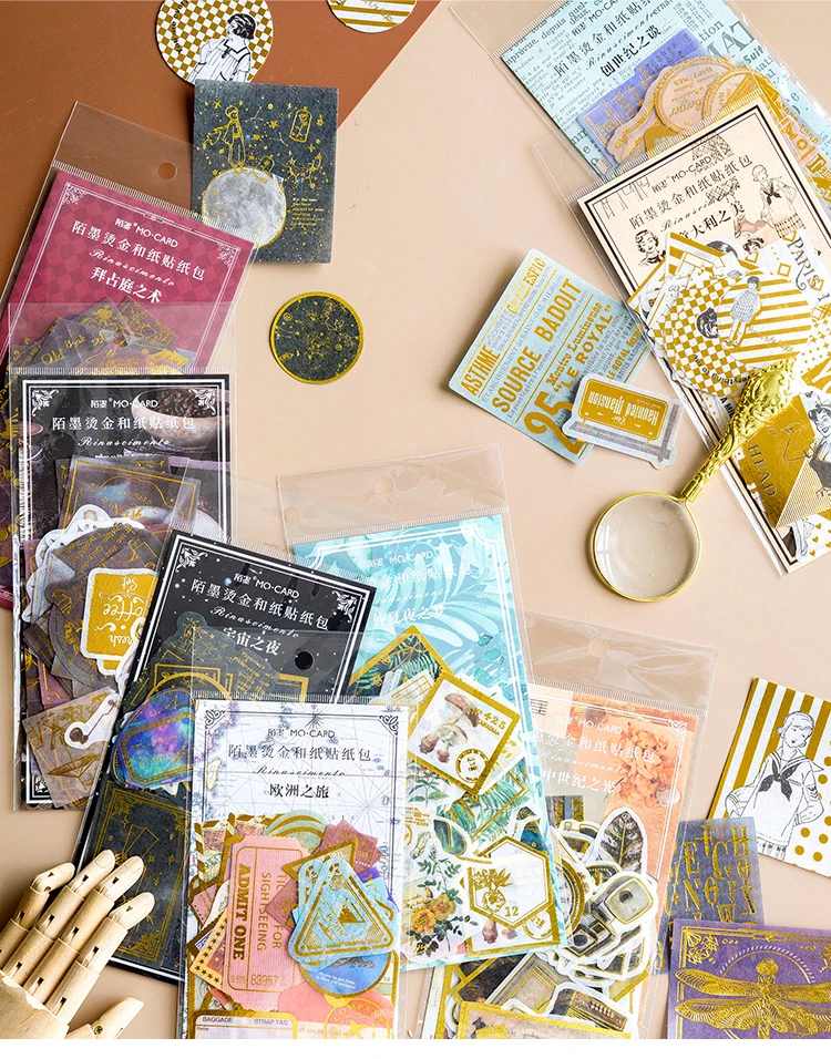 60pcs/1lot Kawaii Stationery Stickers Renaissance Gold Diary Planner Decorative Mobile Stickers Scrapbooking DIY Craft Stickers