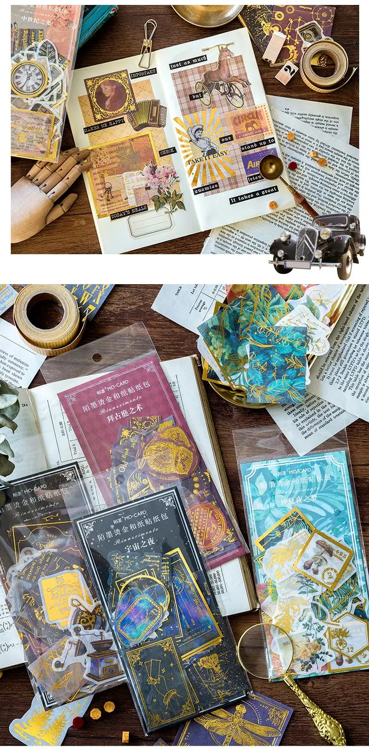 60pcs/1lot Kawaii Stationery Stickers Renaissance Gold Diary Planner Decorative Mobile Stickers Scrapbooking DIY Craft Stickers