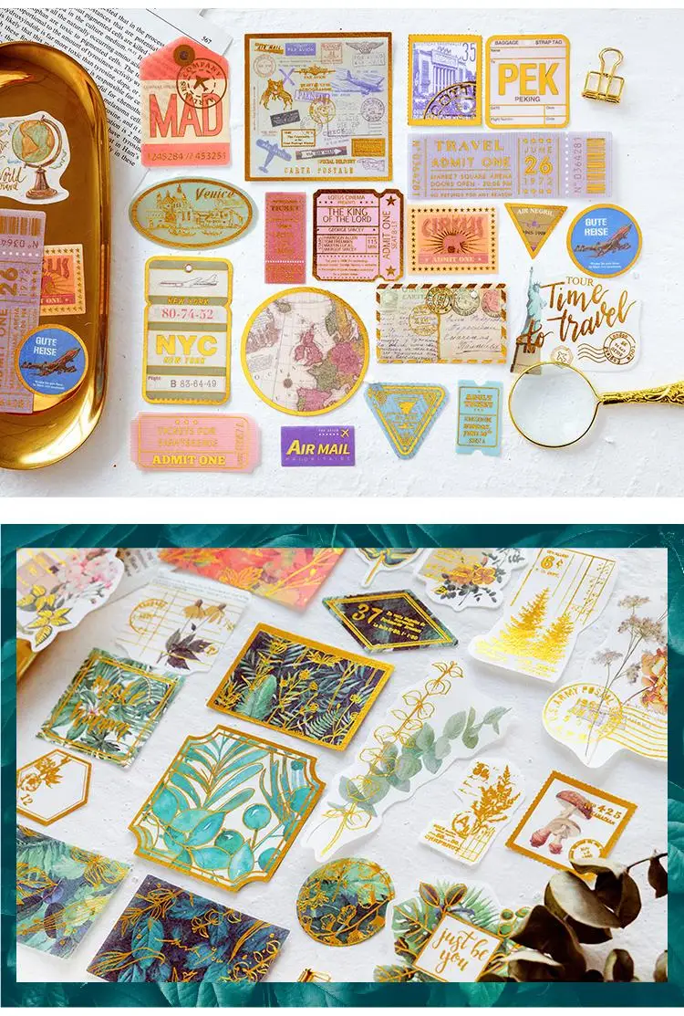 60pcs/1lot Kawaii Stationery Stickers Renaissance Gold Diary Planner Decorative Mobile Stickers Scrapbooking DIY Craft Stickers
