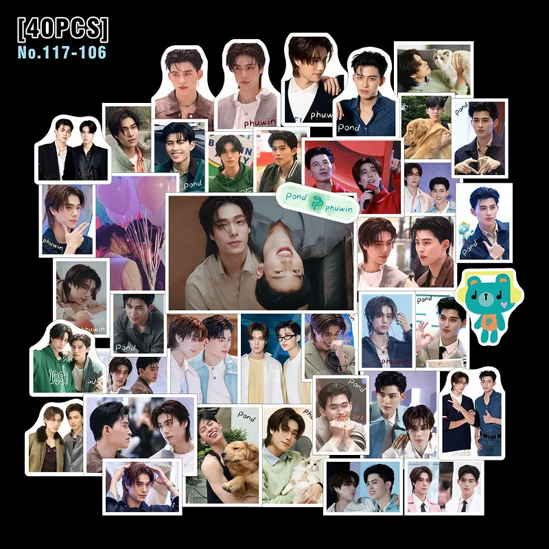 40PCS Thai BL CP JoongDunk GeminiFourth Sticker Pack Waterproof Art Stickers for Suitcase, Computer, Journal, Stationery