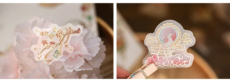 40pcs Retro Chinese style Decorative Waterproof Stickers Scrapbooking Label Diary Stationery Album Phone Cup Journal Planner