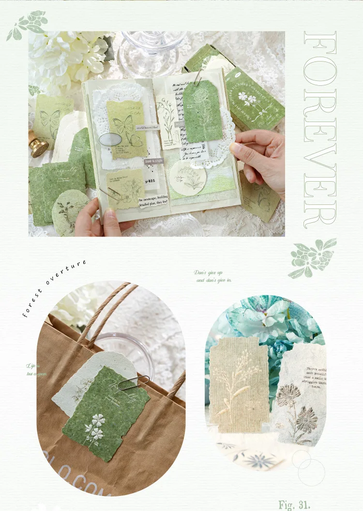 30pcs/1lot Kawaii Scrapbook Stickers Forest Overture Junk Journal Gold Planner Stationery Planner Decorative