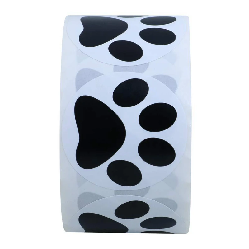 500 PCS Dog Paw Print Stickers,1 Inch Colorful/Black Dog Stickers For Kids,Self-Adhesive Puppy Paw Prints Stickers For Gifts