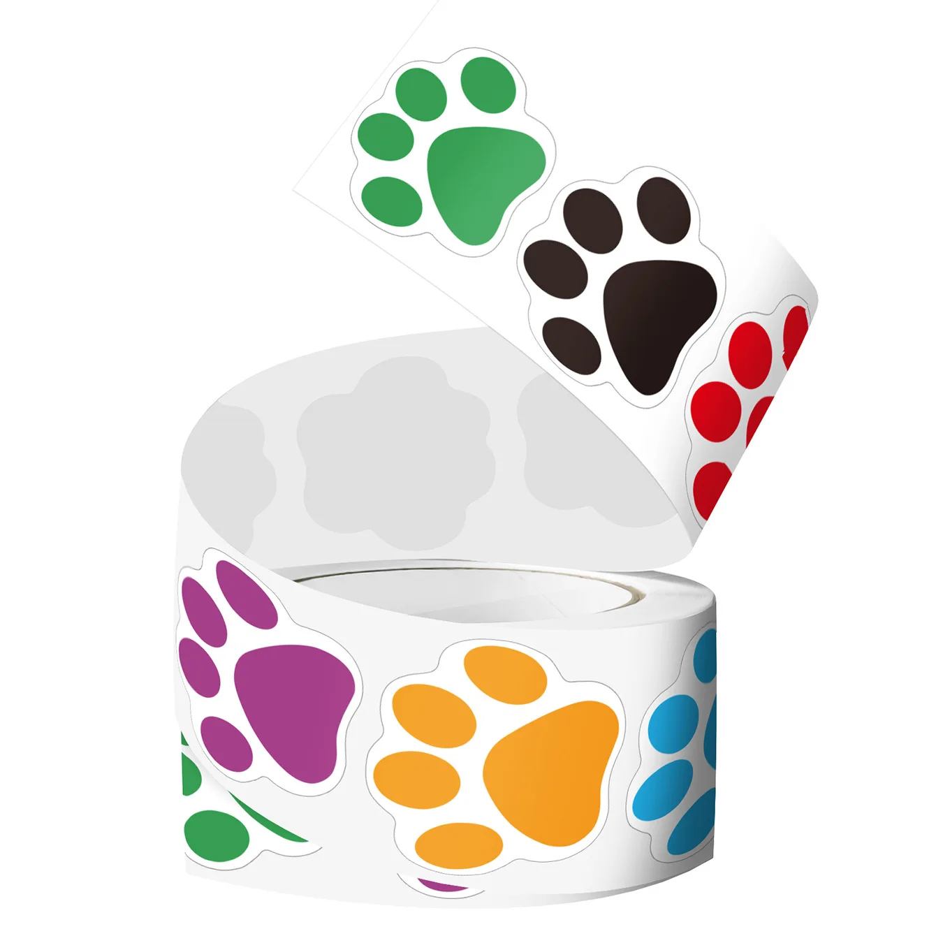 500 PCS Dog Paw Print Stickers,1 Inch Colorful/Black Dog Stickers For Kids,Self-Adhesive Puppy Paw Prints Stickers For Gifts