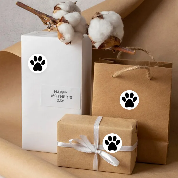 500 PCS Dog Paw Print Stickers,1 Inch Colorful/Black Dog Stickers For Kids,Self-Adhesive Puppy Paw Prints Stickers For Gifts