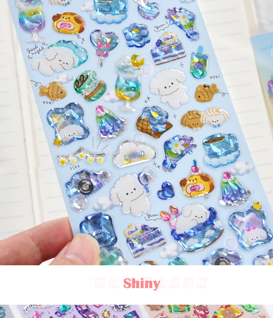 3 pcs/6pcs Colorful Cartoon Crystal Sweet Candy Stickers Scrapbooking Diy Journal Cute Sticker Stationery Decor School Gift