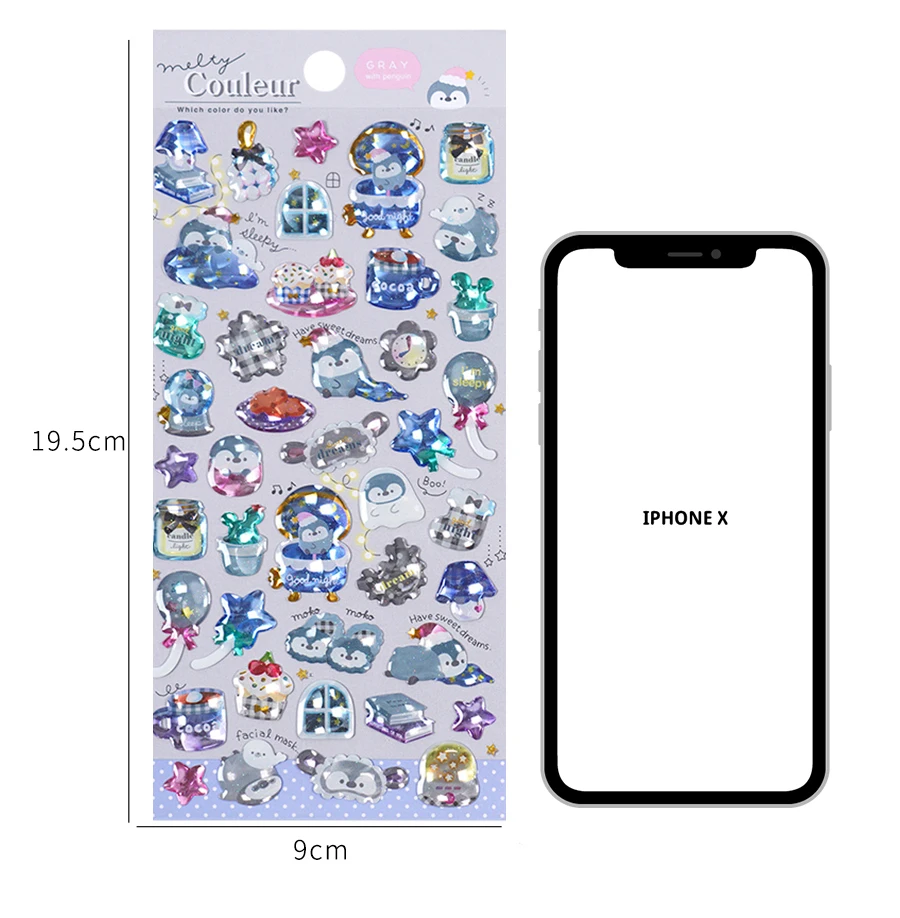 3 pcs/6pcs Colorful Cartoon Crystal Sweet Candy Stickers Scrapbooking Diy Journal Cute Sticker Stationery Decor School Gift