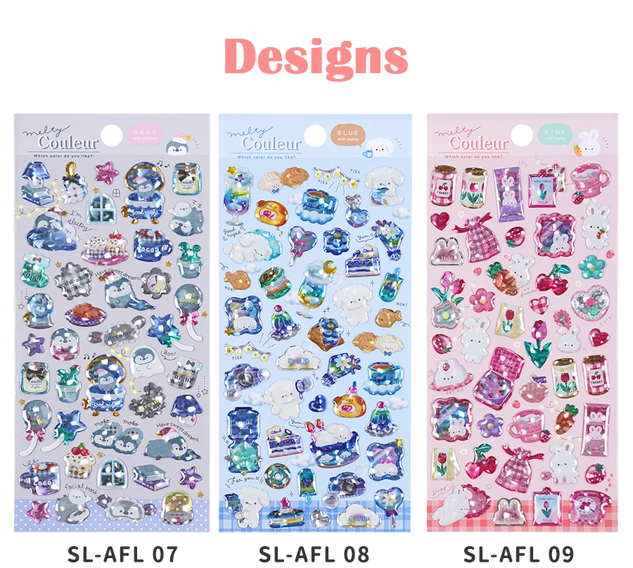3 pcs/6pcs Colorful Cartoon Crystal Sweet Candy Stickers Scrapbooking Diy Journal Cute Sticker Stationery Decor School Gift