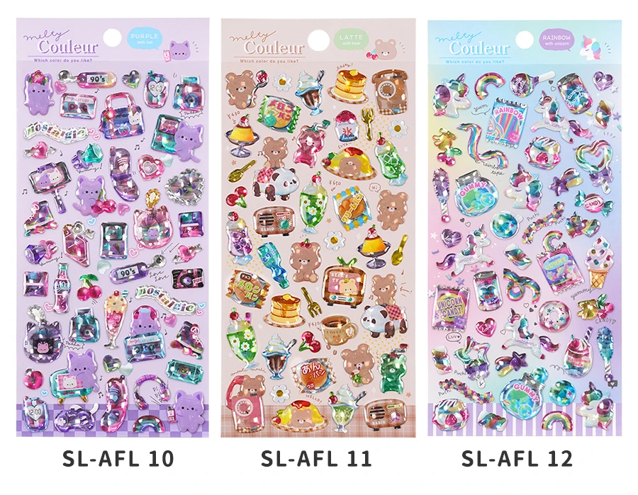 3 pcs/6pcs Colorful Cartoon Crystal Sweet Candy Stickers Scrapbooking Diy Journal Cute Sticker Stationery Decor School Gift