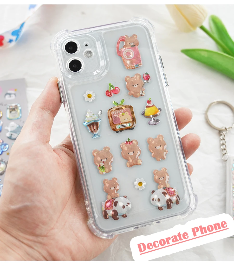 3 pcs/6pcs Colorful Cartoon Crystal Sweet Candy Stickers Scrapbooking Diy Journal Cute Sticker Stationery Decor School Gift