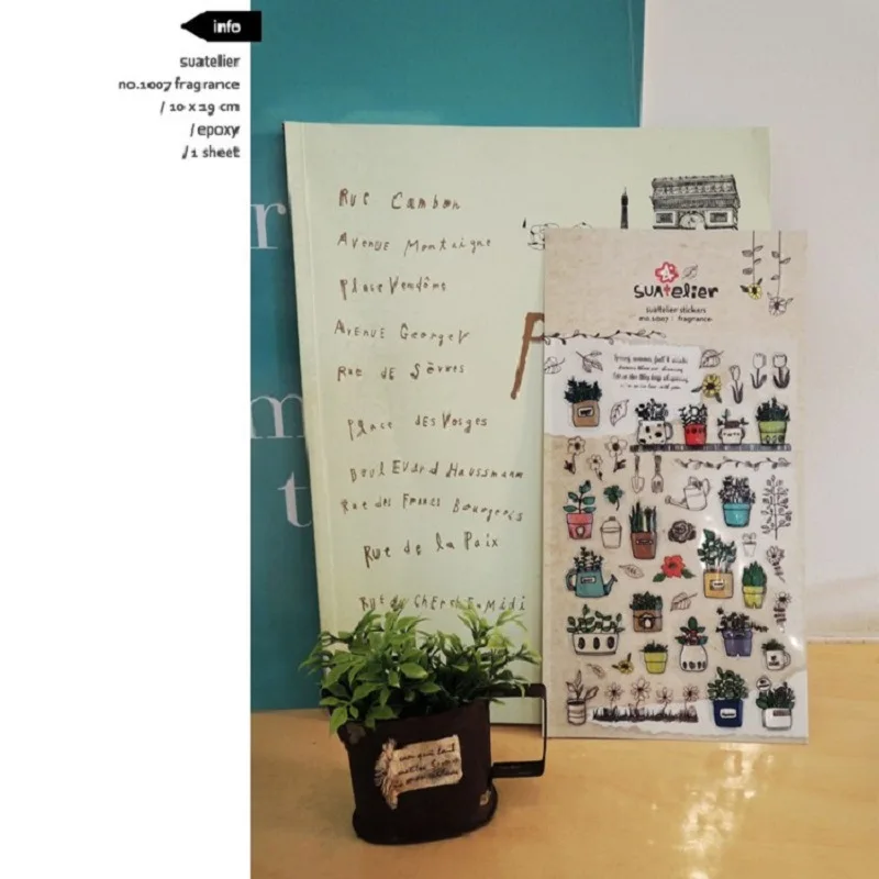 Korean Import Suatelier Potted Plant PVC Stickers DIY Scrapbooking Journey Diary Stationery Stickers School Supplies