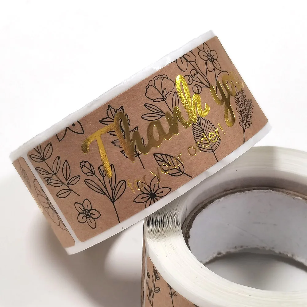 120pcs/roll Kraft Paper Thank You For Your Order Stickers 3x1 Inch Sealing Labels For Small Business Handmade Decor Stickers