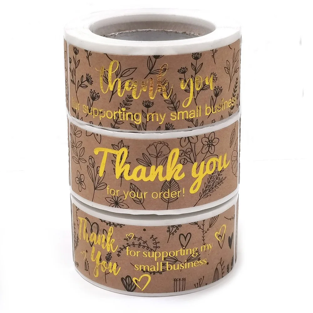 120pcs/roll Kraft Paper Thank You For Your Order Stickers 3x1 Inch Sealing Labels For Small Business Handmade Decor Stickers