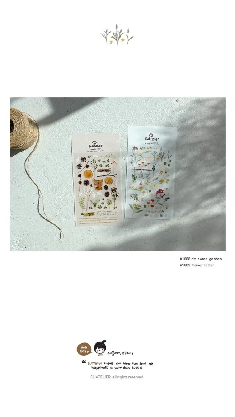 Korean Import Suatelier Flowers Letter Sticker Stickers Diary Sticker Scrapbook Decoration PVC Stationery Stickers School Gift