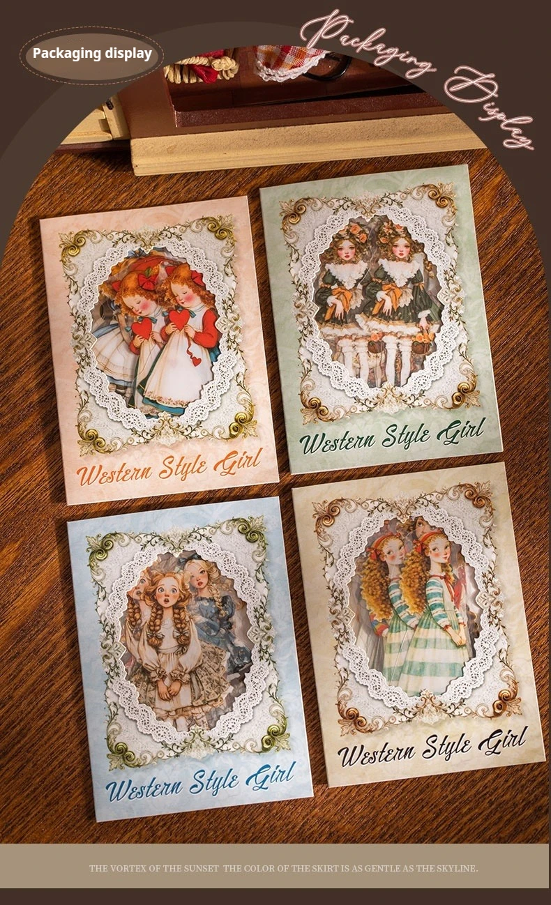 JIANWU Sweet Dress Girl Series Vintage Character Landscape Material Collage Scrapbooking PET Sticker Creative Journal Stationery