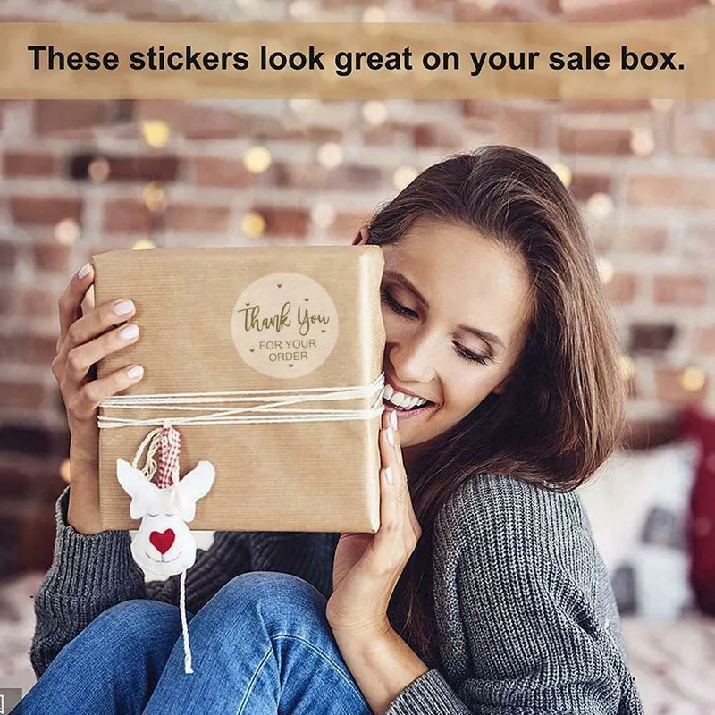 500pcs/roll Thank You for Your Order Stickers Foil Stamping Kids Stickers Bakery Shop Sealing Labels Business Thank You Stickers