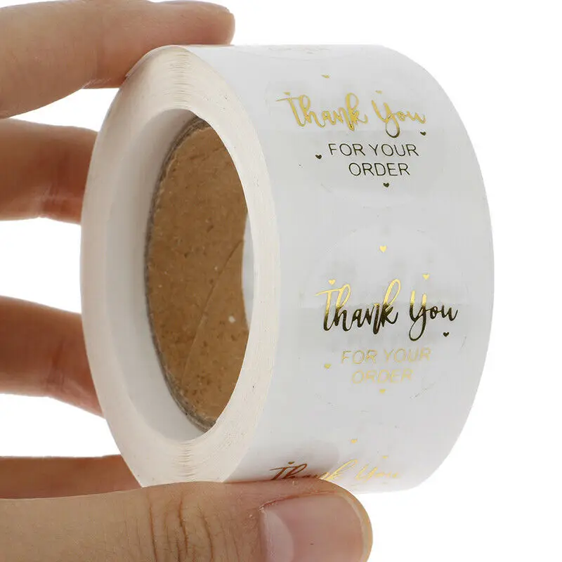 500pcs/roll Thank You for Your Order Stickers Foil Stamping Kids Stickers Bakery Shop Sealing Labels Business Thank You Stickers