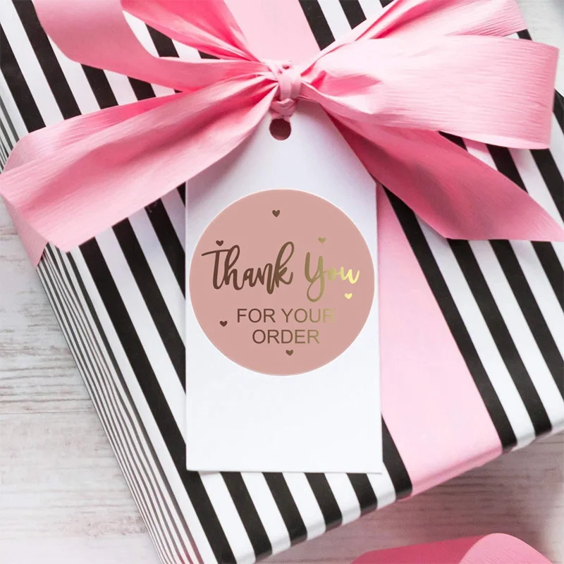 500pcs/roll Thank You for Your Order Stickers Foil Stamping Kids Stickers Bakery Shop Sealing Labels Business Thank You Stickers