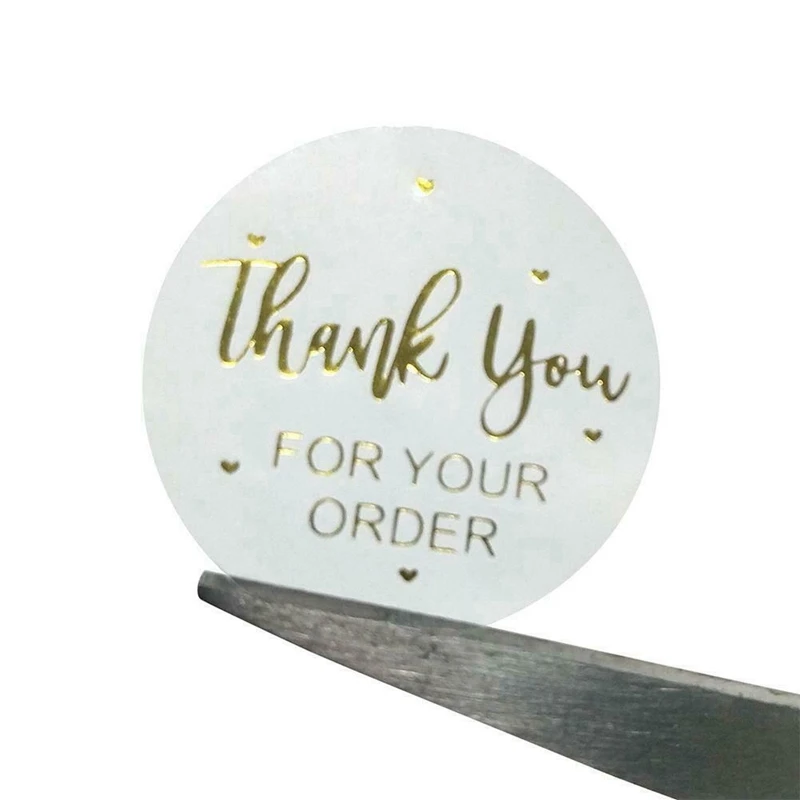 500pcs/roll Thank You for Your Order Stickers Foil Stamping Kids Stickers Bakery Shop Sealing Labels Business Thank You Stickers