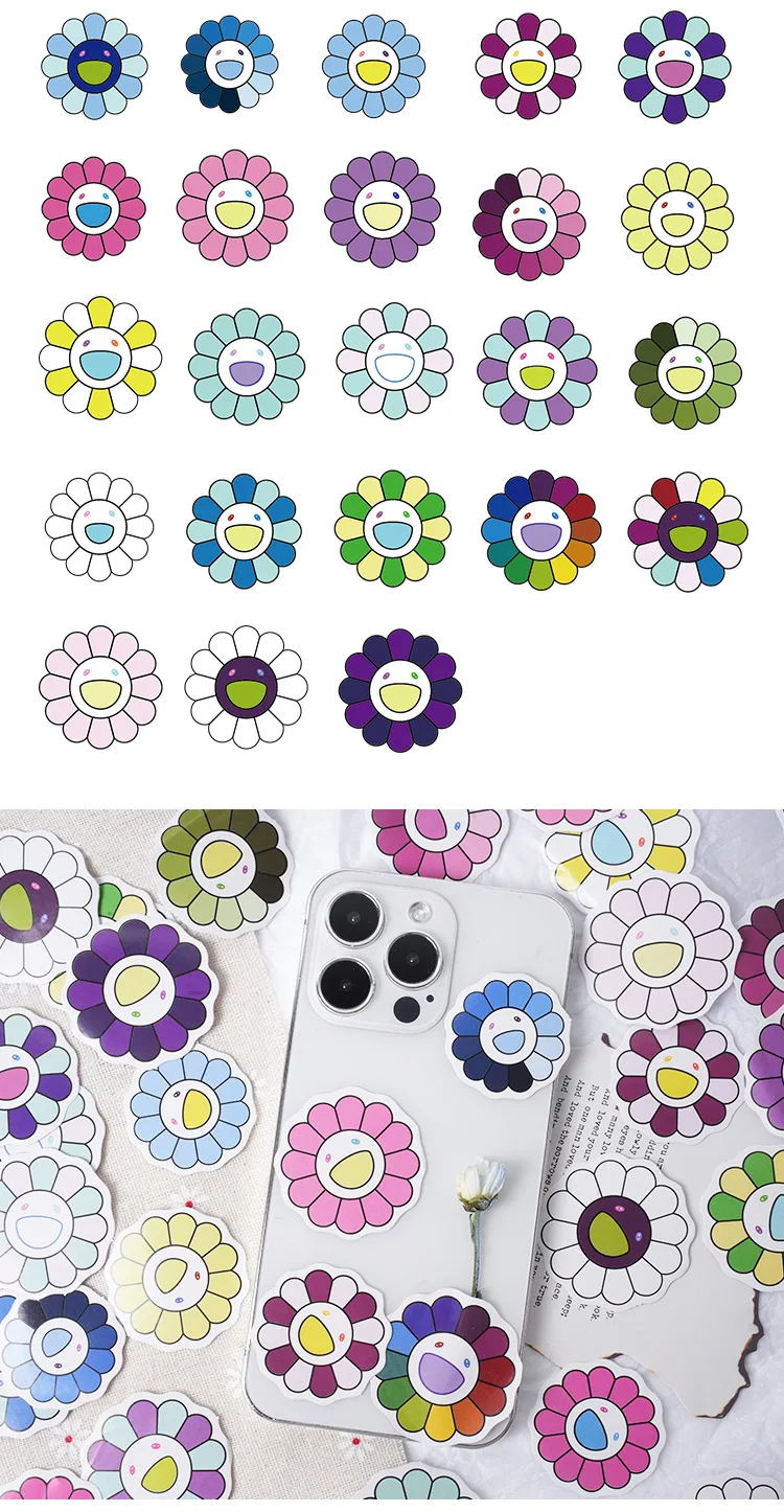 46Pcs Vintage Flower & Sun Aesthetic Stickers for DIY Scrapbooking Decals Stationery Vintage Theme Home & Garden