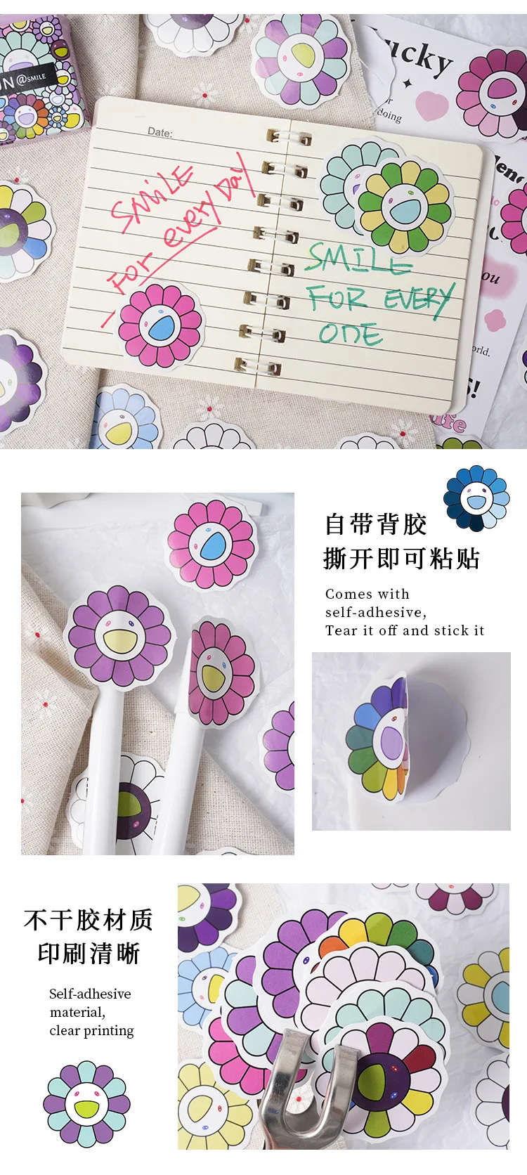 46Pcs Vintage Flower & Sun Aesthetic Stickers for DIY Scrapbooking Decals Stationery Vintage Theme Home & Garden