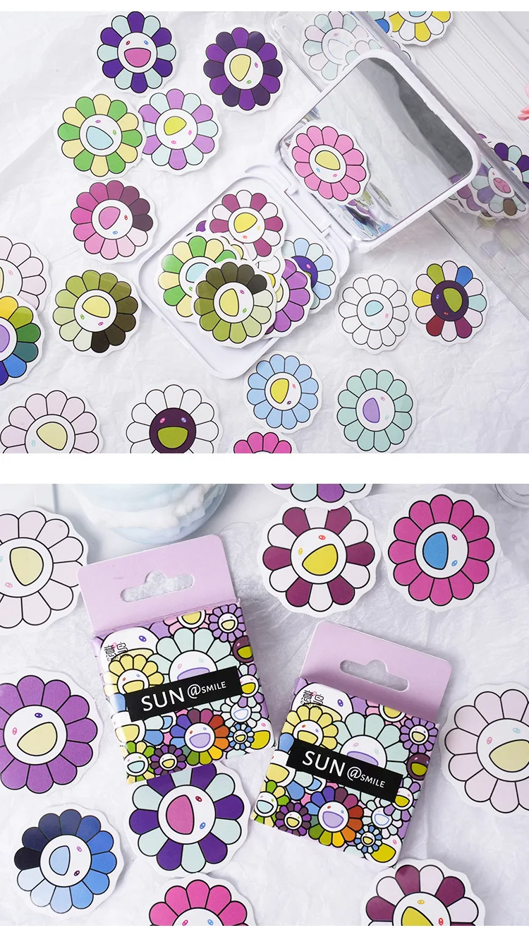 46Pcs Vintage Flower & Sun Aesthetic Stickers for DIY Scrapbooking Decals Stationery Vintage Theme Home & Garden