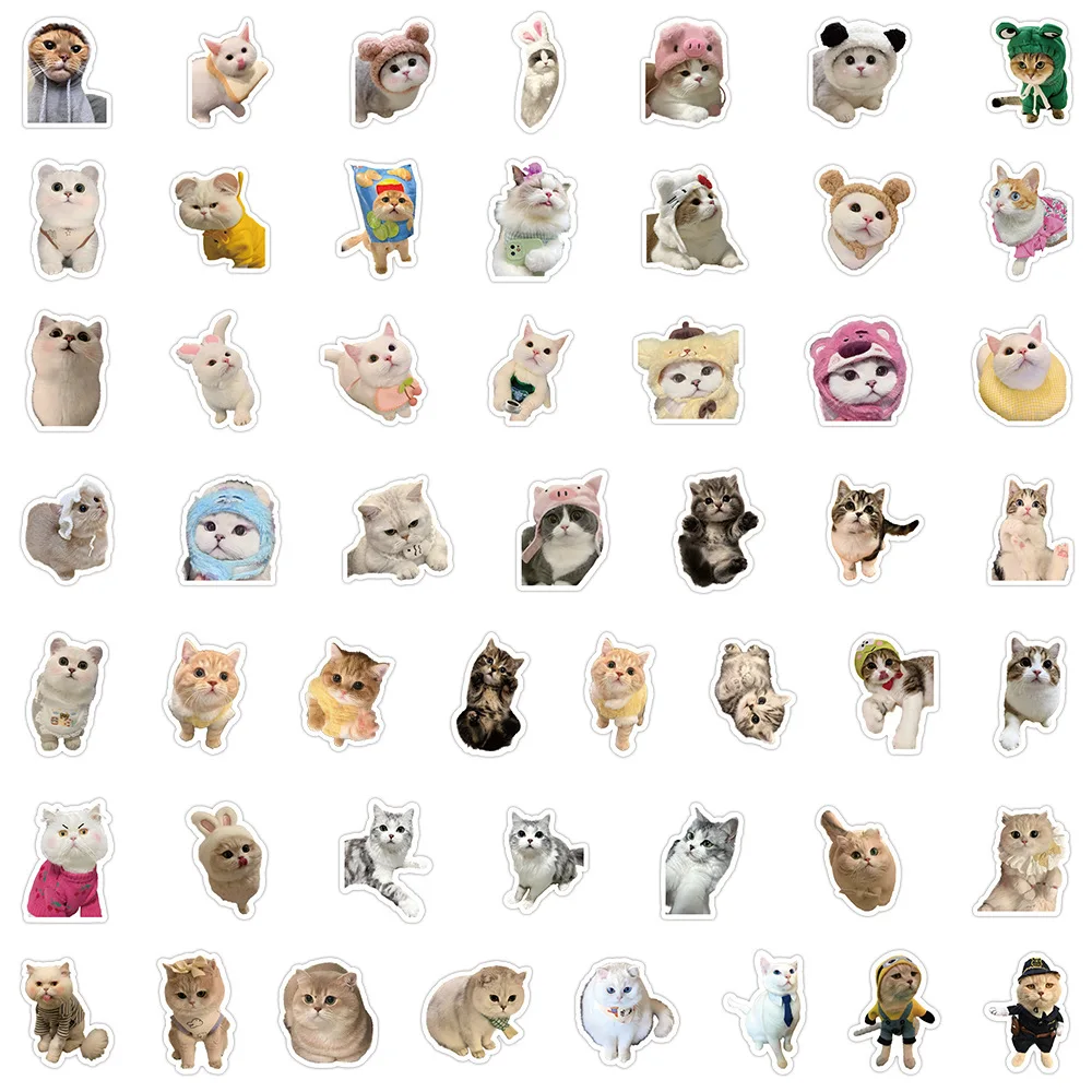 10/500/1000pcs Funny Cute Cat MEME Animals Stickers Kawaii Decals Scrapbooking Notebook Luggage Laptop Skateboard Sticker Toy