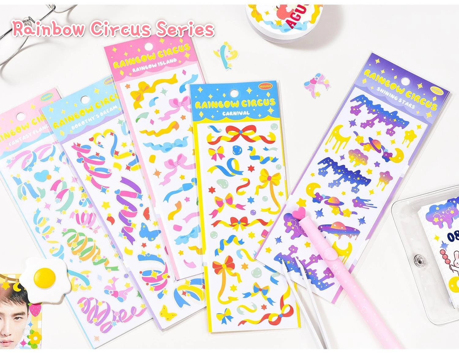 12PCS Korean Aesthetic Journal Stickers Pack Wholesale Kpop Toploader Decoration Scrapbooking Supply Cute Holographic Deco Seal