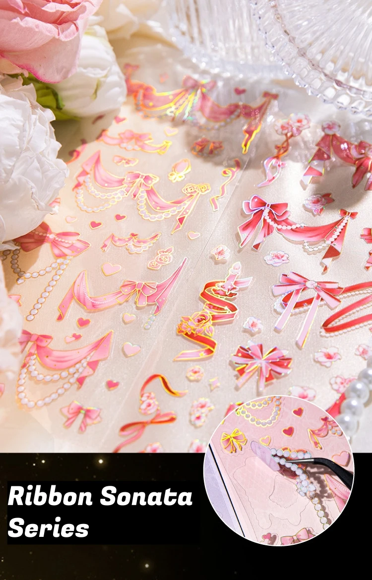 12PCS Korean Aesthetic Journal Stickers Pack Wholesale Kpop Toploader Decoration Scrapbooking Supply Cute Holographic Deco Seal