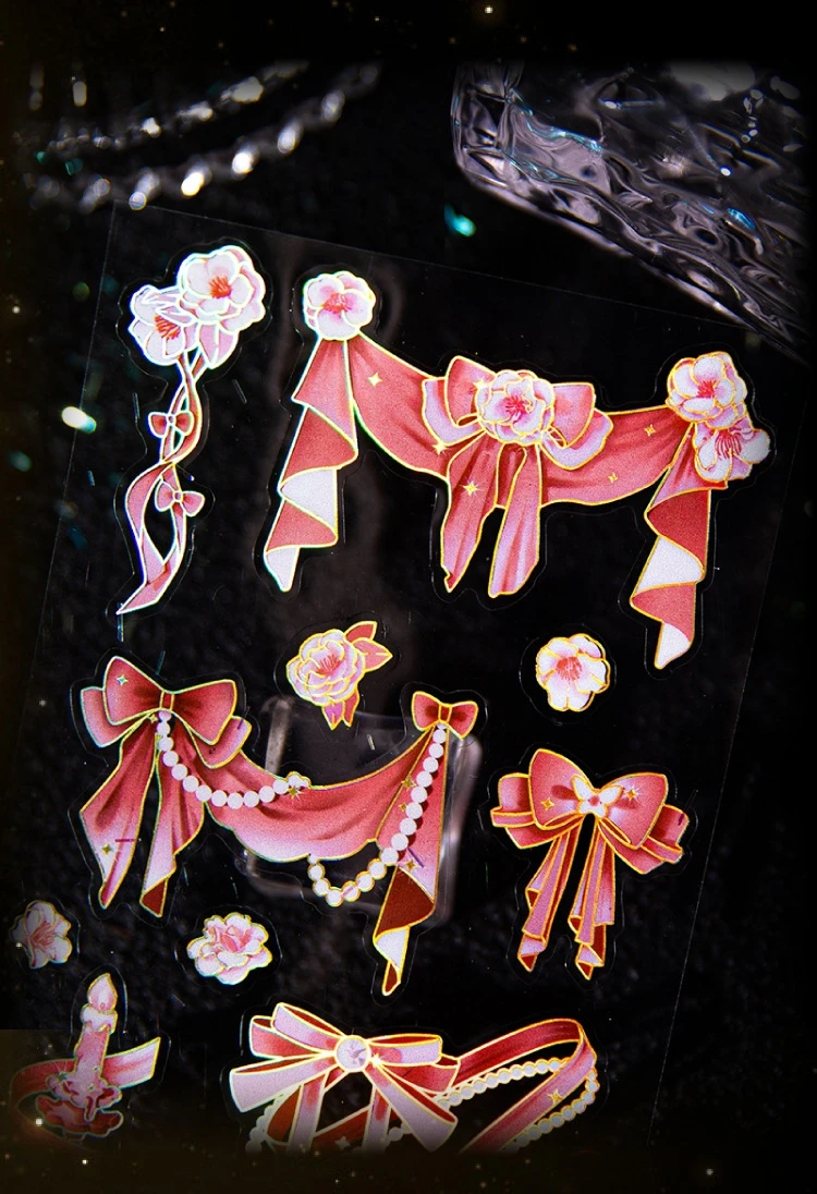 12PCS Korean Aesthetic Journal Stickers Pack Wholesale Kpop Toploader Decoration Scrapbooking Supply Cute Holographic Deco Seal