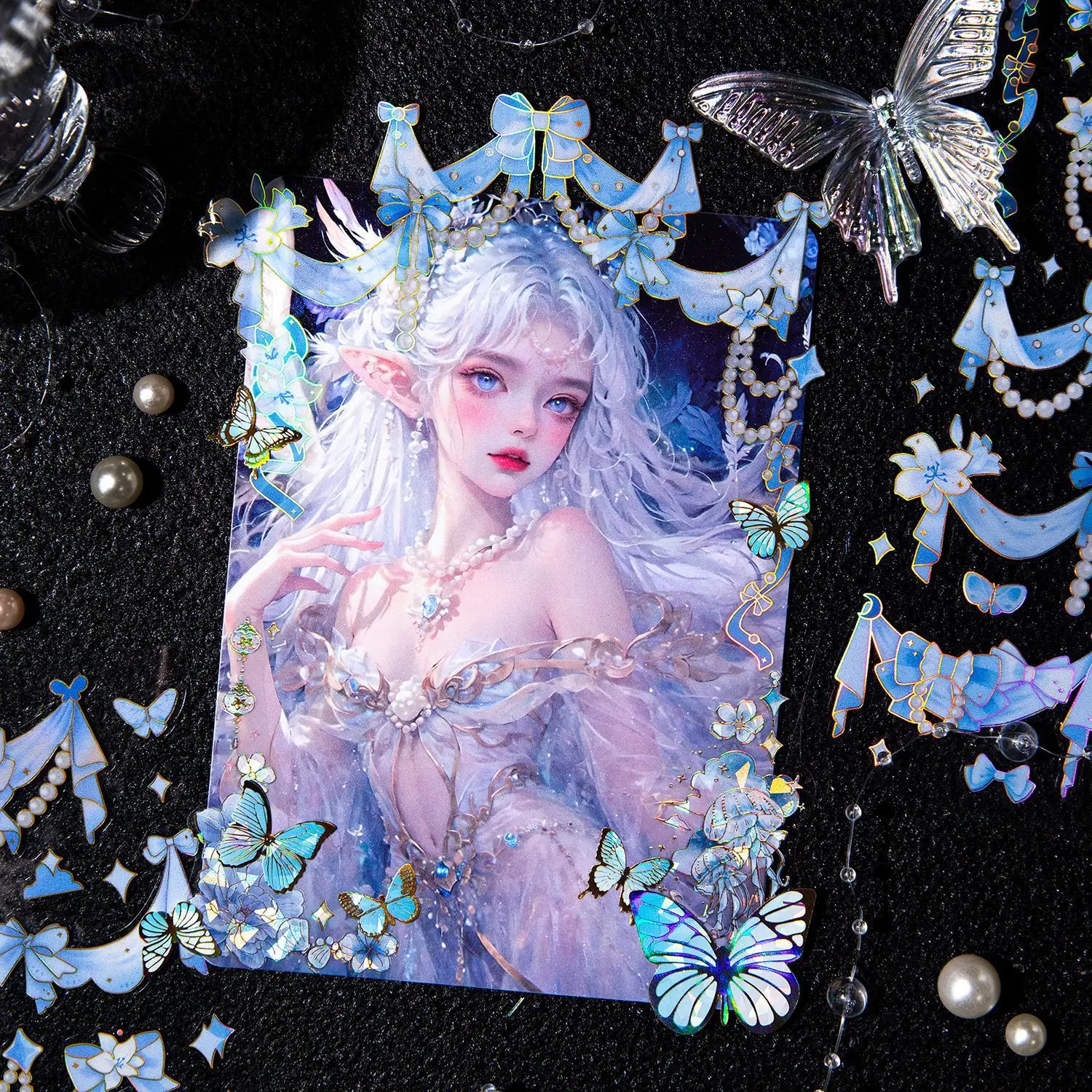 12PCS Korean Aesthetic Journal Stickers Pack Wholesale Kpop Toploader Decoration Scrapbooking Supply Cute Holographic Deco Seal