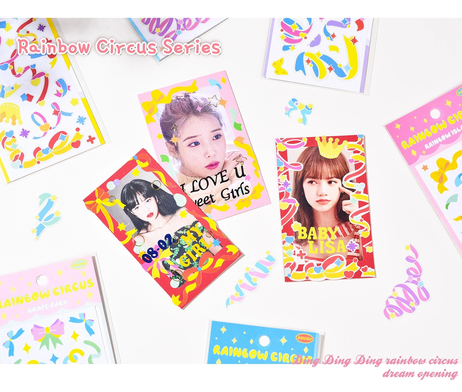 12PCS Korean Aesthetic Journal Stickers Pack Wholesale Kpop Toploader Decoration Scrapbooking Supply Cute Holographic Deco Seal