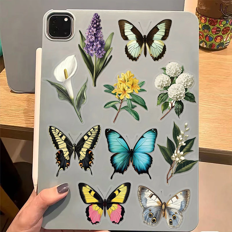 50PCS Retro Forest Mushroom Butterfly Graffiti Sticker Stationery Helmet Guitar Diary Water Bottle Transparent Waterproof Decals