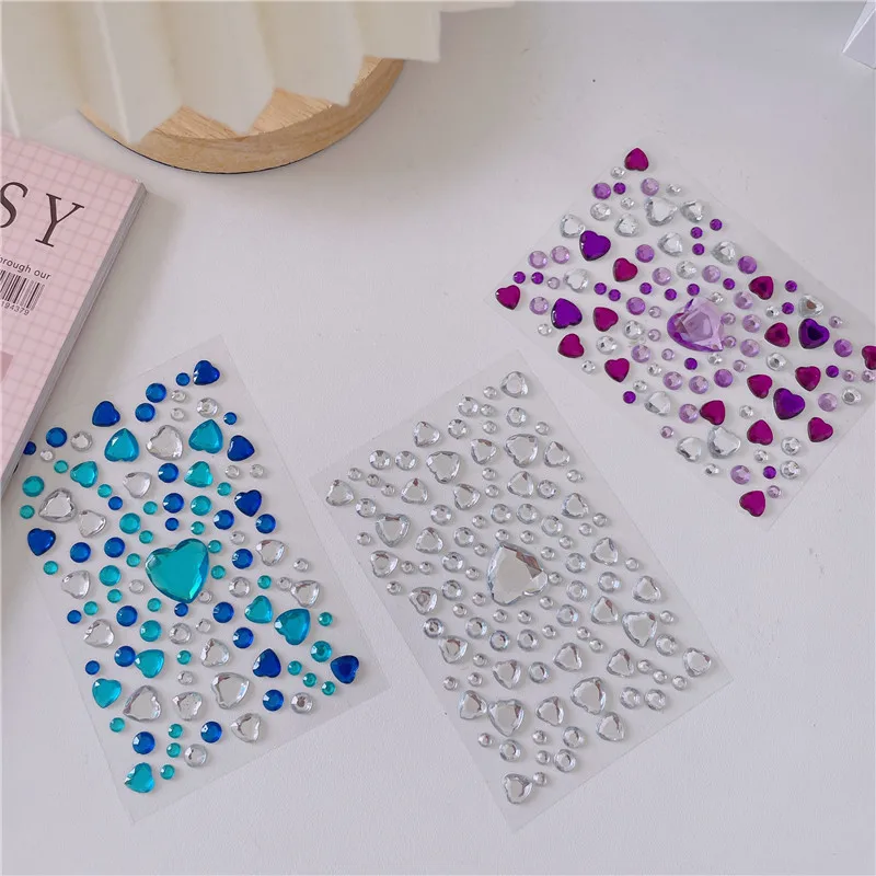 1/10pcs Acrylic Diamond Heart Stickers for Phone DIY Decoration Cute Small Glitter Crafts Scrapbooking